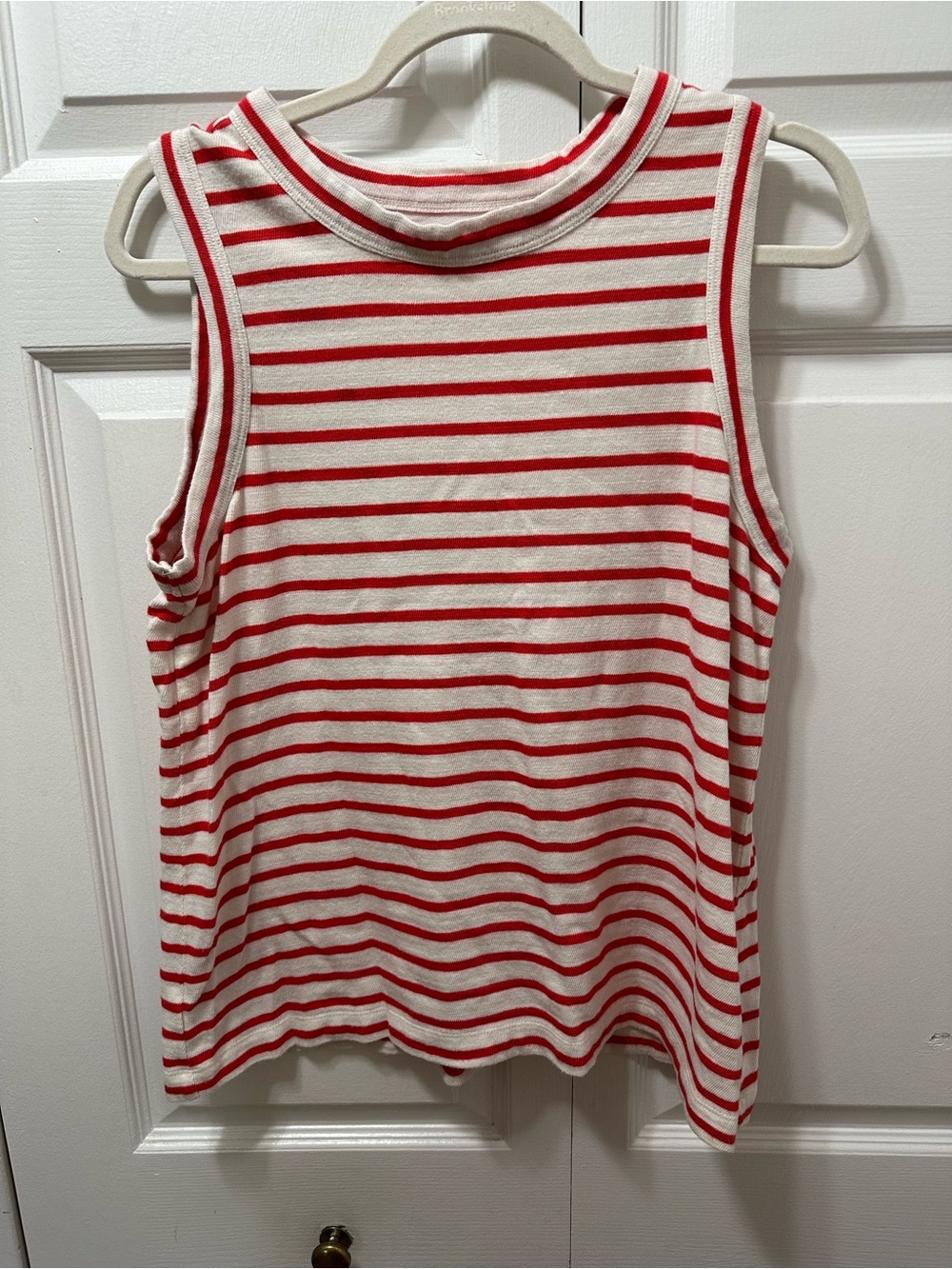 LOFT Red and White Striped Tank Top